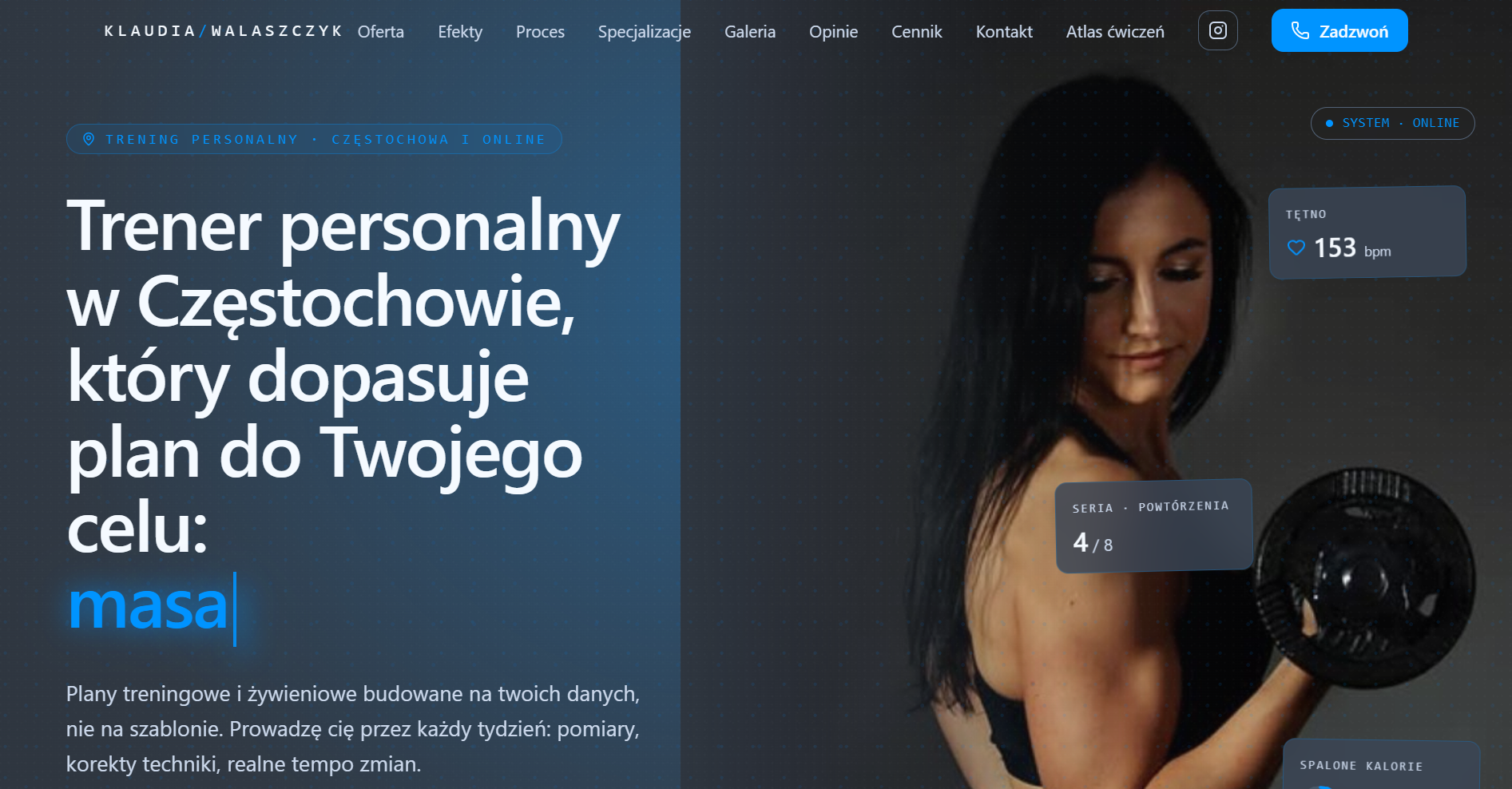 Strona internetowa dla trenerki personalnej z Częstochowy